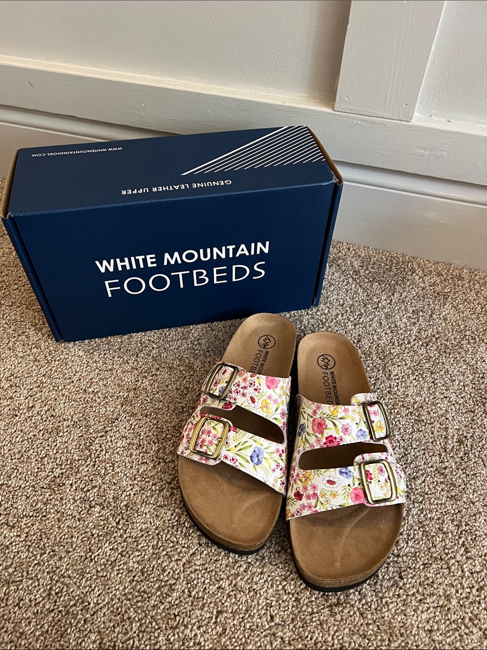 White Mountain Footbeds Floral Double-Buckle Sandals - Multicolor